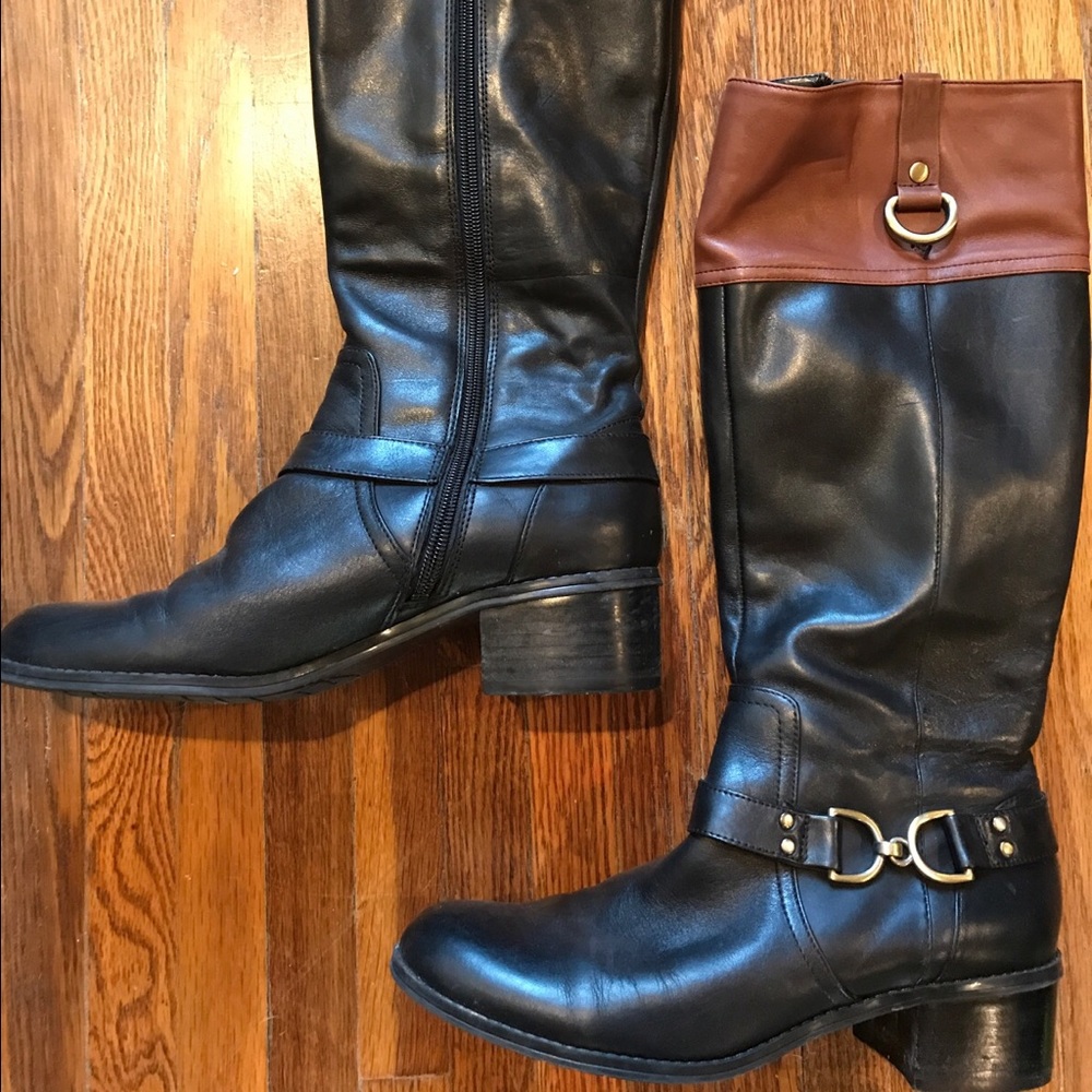 Bandolino Colorblock Black Brown Riding Boots 🍁❄️